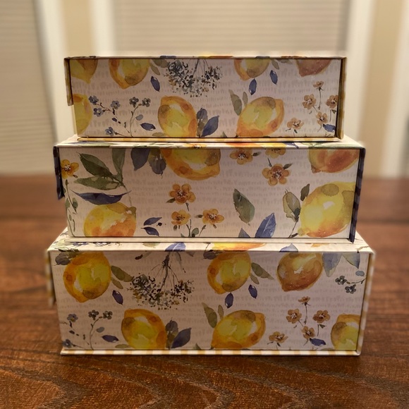 Farmhouse Blue & Yellow Lemon Storage Nesting Box - Picture 3 of 16